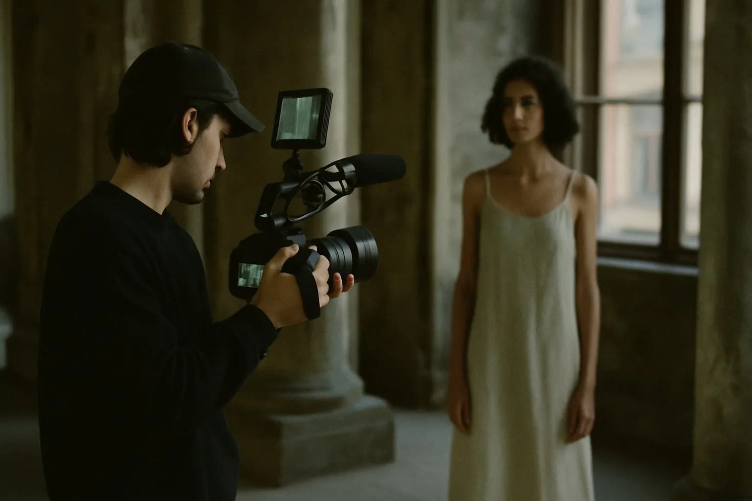 Filmagem de moda sustentável em espaços culturais: luz e som